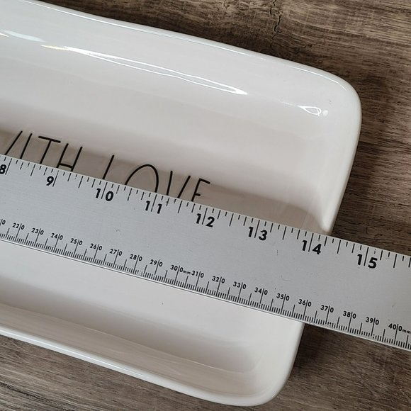 Rae Dunn Artisan Collection MADE WITH LOVE Ceramic Serving Platter 14" x 7" - Picture 4 of 6